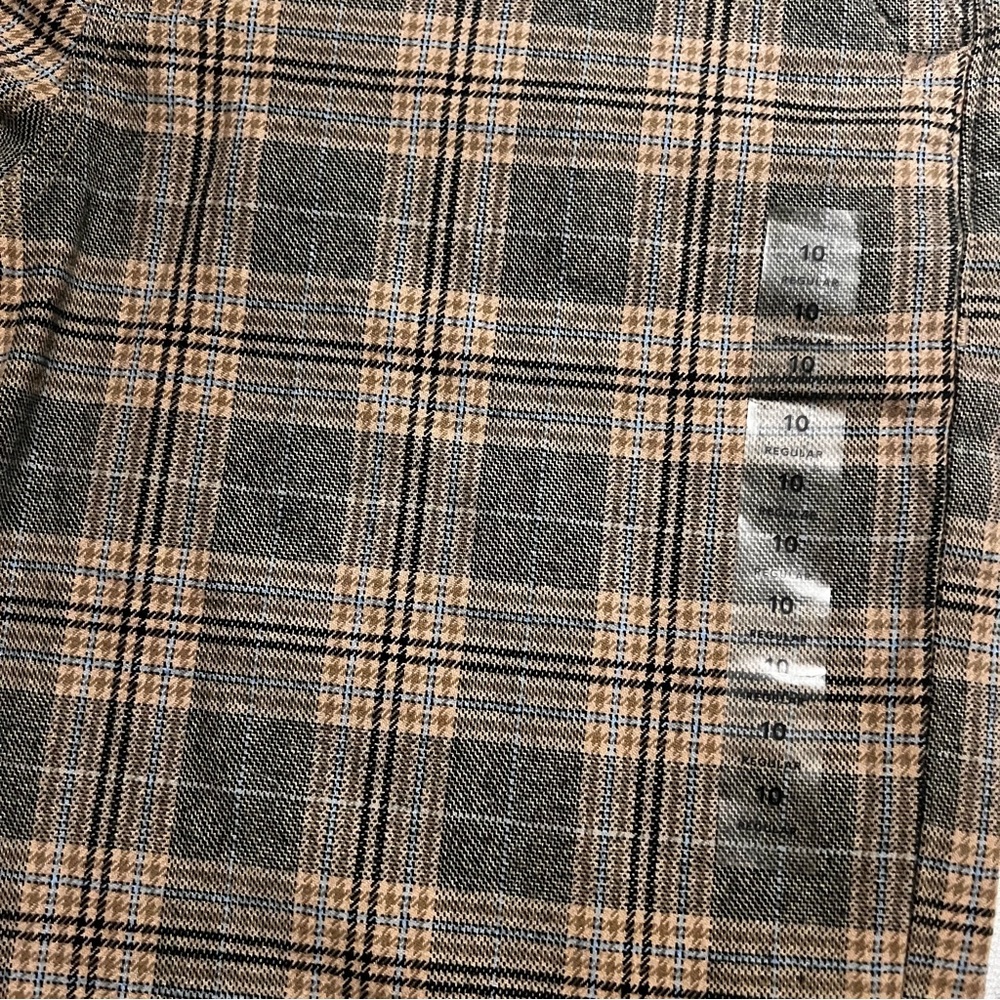 American Eagle Super High-Rise Wide-Leg Plaid Brown /Grey Trouser Pants NWT 10 - Picture 8 of 16